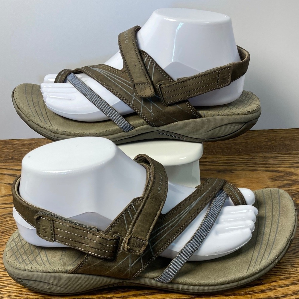 Merrell Freesia Bungee Womens Leather Strappy Toe Loop Sandals J36670 Size 10